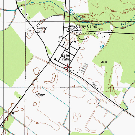 Topographic Map of Careys Estate Mobile Home Park, DE