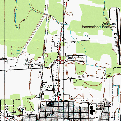 Topographic Map of Holly Oak Mobile Home Park, DE