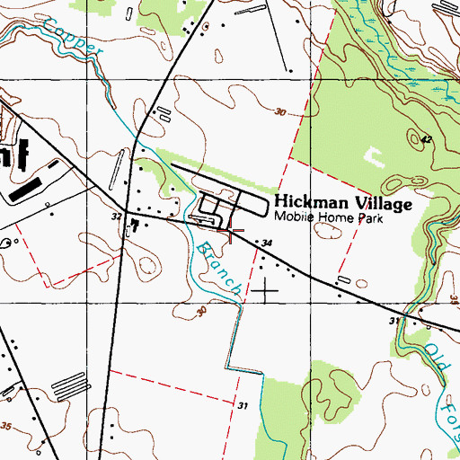 Topographic Map of Hickman Village Estates Mobile Home Park, DE