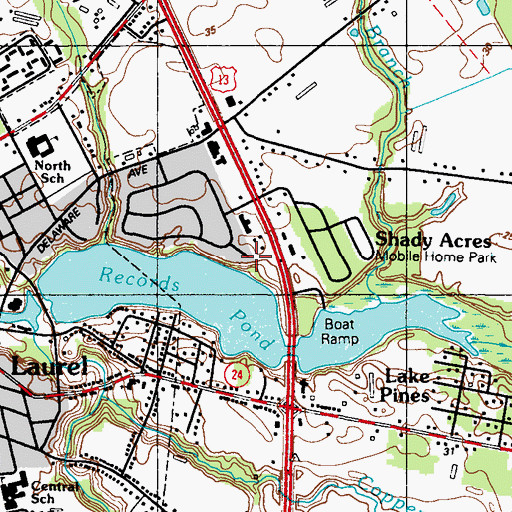 Topographic Map of Laurel Mobile Home Park, DE