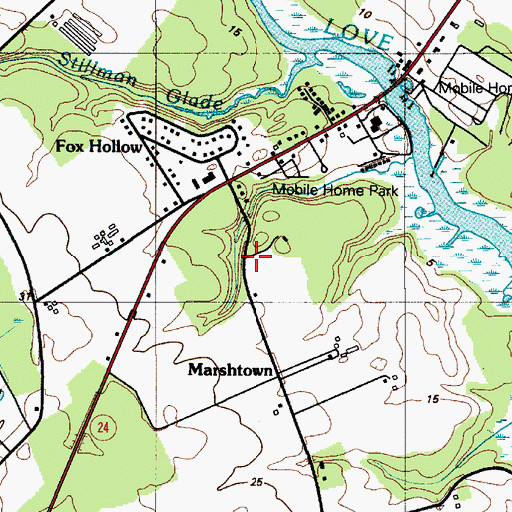 Topographic Map of Tri-State Mobile Home Park, DE