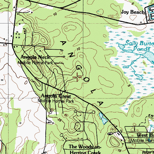 Topographic Map of Angola Neck Park Mobile Home Park, DE