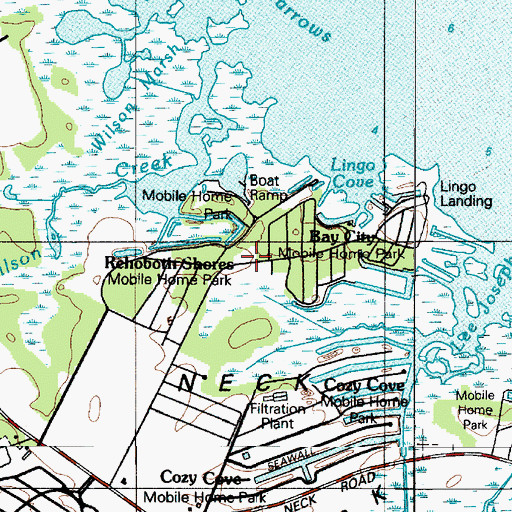 Topographic Map of Bay City Mobile Home Park, DE