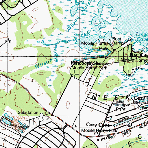 Topographic Map of Nanticoke Shores Mobile Home Park, DE
