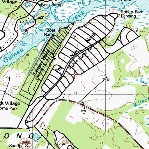 Topographic Map of Pots Nets North Mobile Home Park, DE