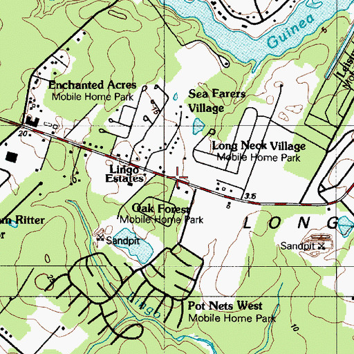 Topographic Map of Oak Forest Mobile Home Park, DE