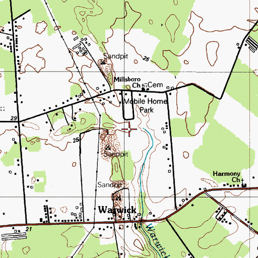 Topographic Map of Hillcrest Acres Mobile Home Park, DE