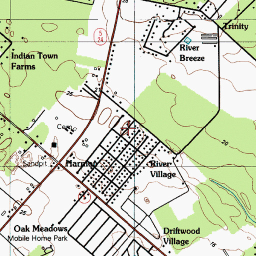 Topographic Map of River Village Mobile Home Park, DE