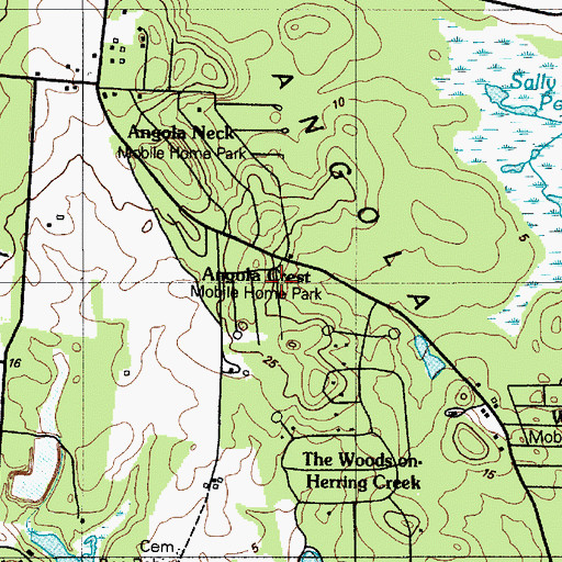 Topographic Map of Angola Crest II Mobile Home Park, DE