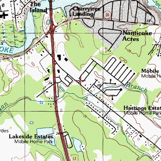 Topographic Map of Mobile Gardens Mobile Home Park, DE