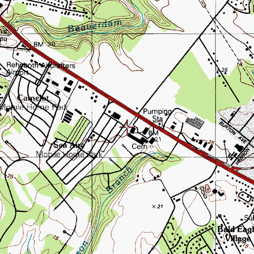 Topographic Map of Sea Air Mobile Home Park, DE