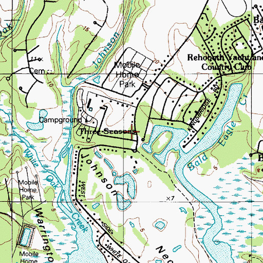 Topographic Map of Three Seasons Mobile Home Park, DE