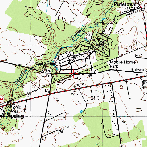 Topographic Map of Log Cabin Mobile Home Park, DE