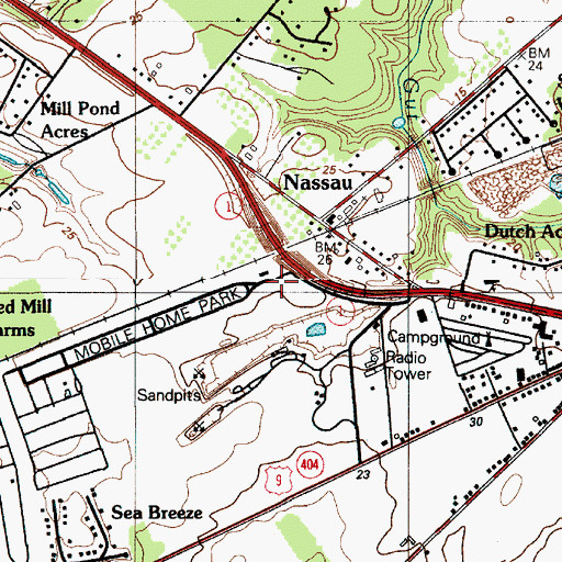Topographic Map of Nassau Park Mobile Home Park, DE
