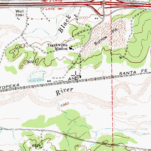 Topographic Map of Houck Railroad Station, AZ
