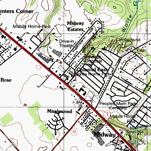 Topographic Map of Colonial East Mobile Home Park, DE