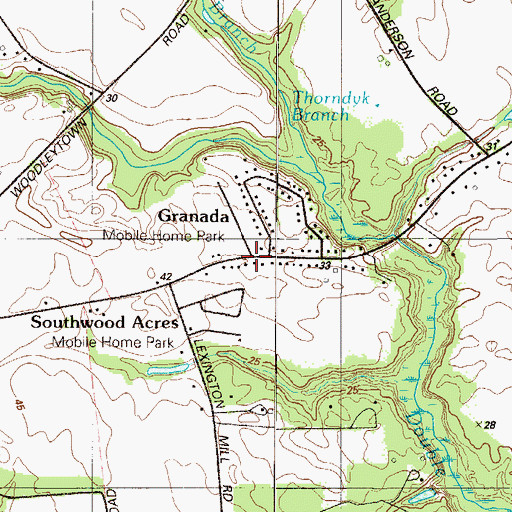 Topographic Map of Granada Mobile Home Park, DE
