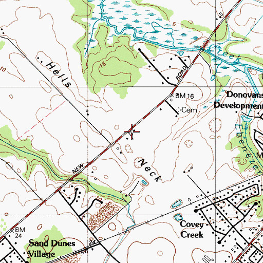 Topographic Map of Capes Cove Mobile Home Park, DE