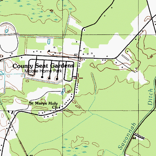 Topographic Map of County Seat Gardens Mobile Home Park, DE