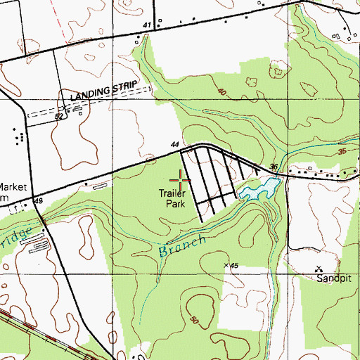 Topographic Map of New Market Village Mobile Home Park, DE