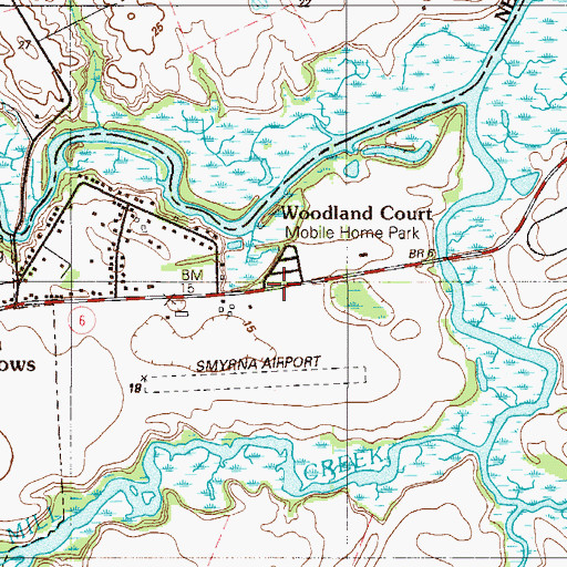 Topographic Map of Woodland Court Mobile Home Park, DE