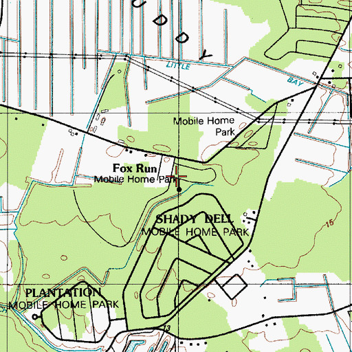 Topographic Map of Shady Dell Mobile Home Park, DE