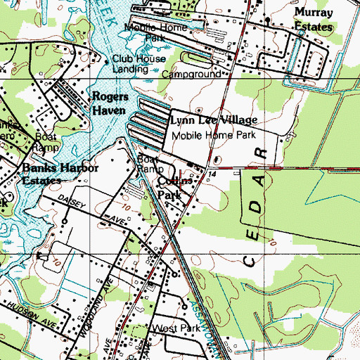 Topographic Map of Collins Park Mobile Home Park, DE