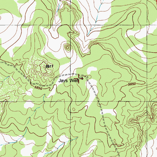 Topographic Map of Jays Well, AZ