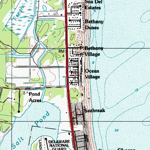 Topographic Map of Ocean Village, DE