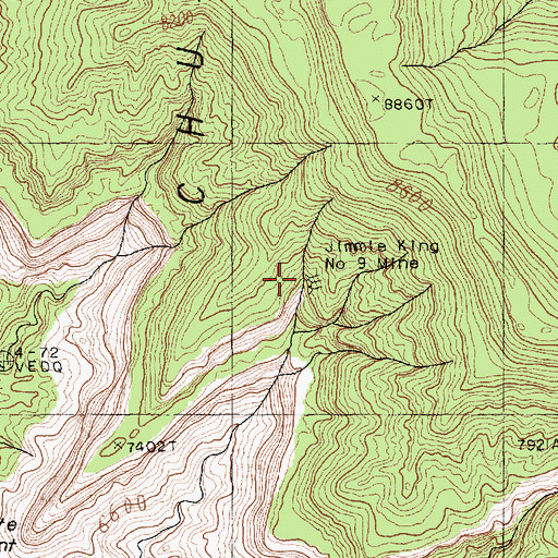 Topographic Map of Jimmie King Number Nine Mine, AZ