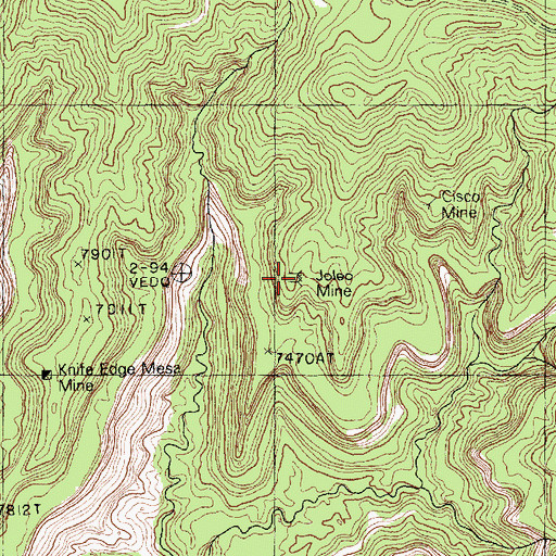 Topographic Map of Joleo Mine, AZ