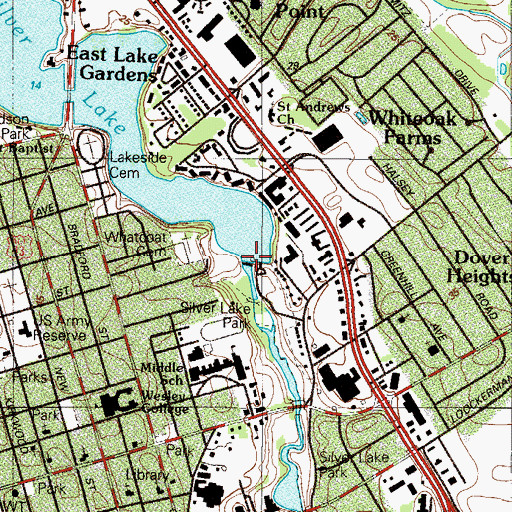 Topographic Map of Silver Lake Dam, DE
