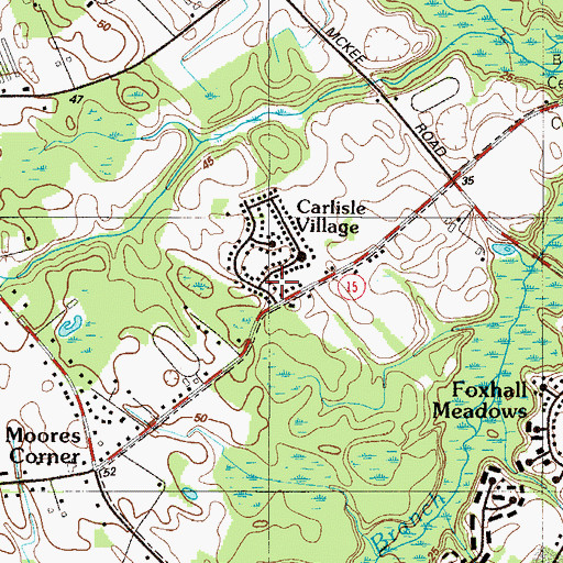 Topographic Map of Carlisle Village, DE