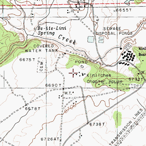 Topographic Map of Kinlichee Chapter House, AZ