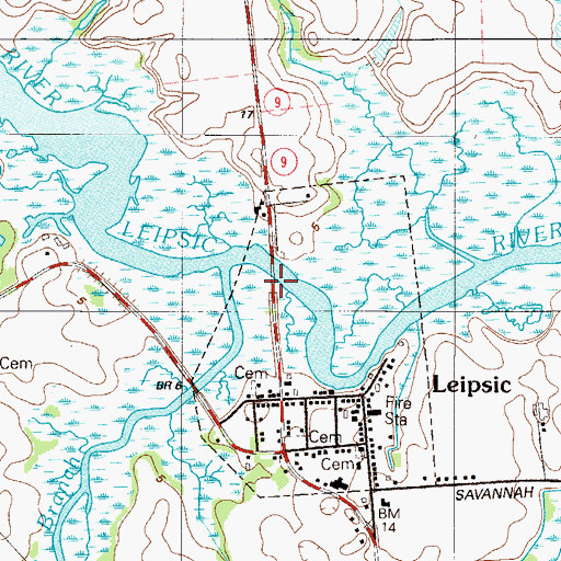 Topographic Map of Leipsic Bridge, DE