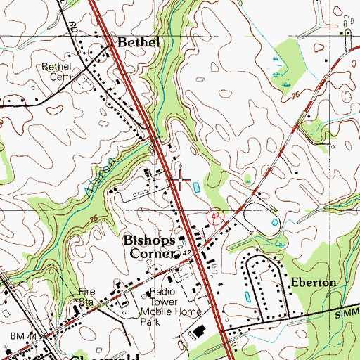 Topographic Map of Hammville, DE
