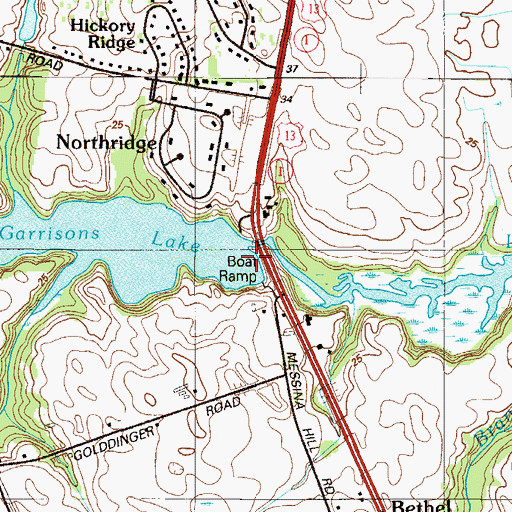 Topographic Map of Garrisons Lake Dam, DE
