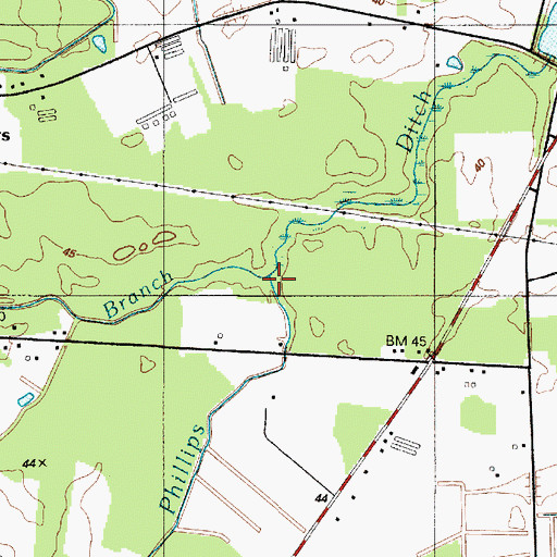 Topographic Map of Sunset Branch, DE
