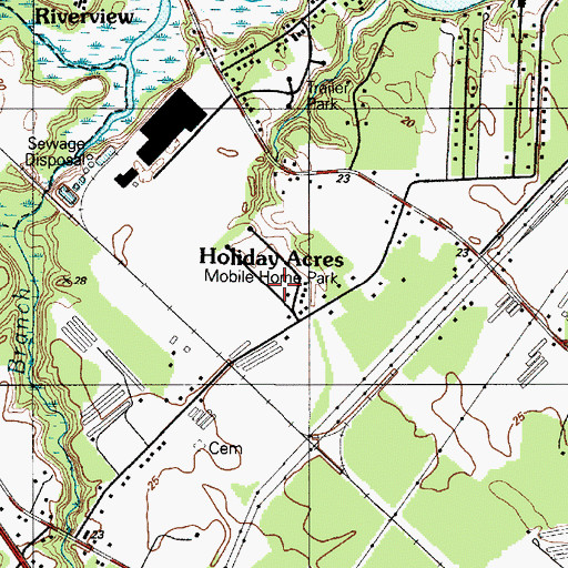 Topographic Map of Holiday Acres, DE