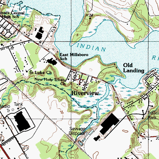 Topographic Map of Riverview, DE