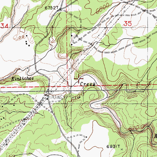 Topographic Map of Kinlichee Tribal Park, AZ