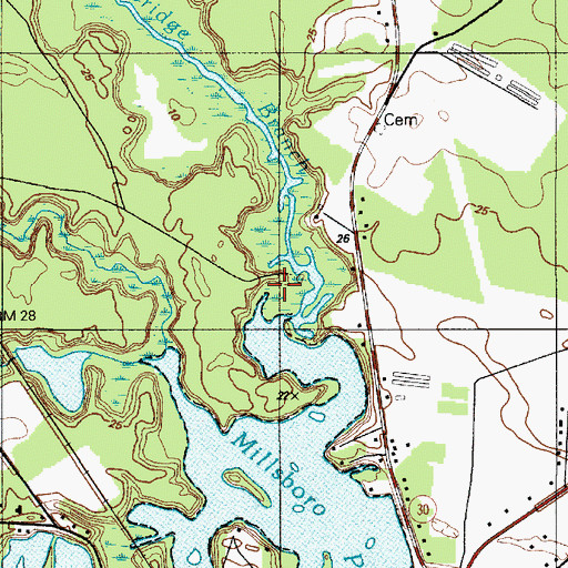 Topographic Map of Cow Bridge, DE