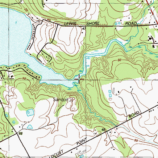 Topographic Map of Perch Creek, MD