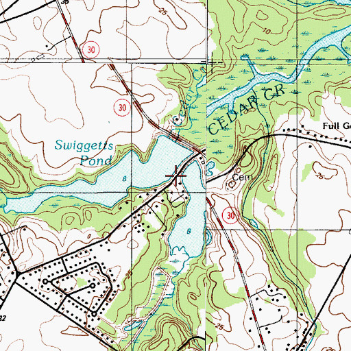 Topographic Map of Swiggetts Pond Dam, DE