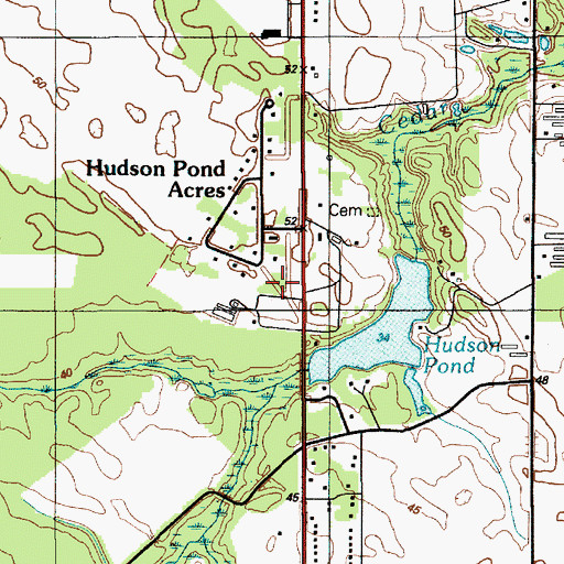 Topographic Map of Hudson Pond Acres, DE