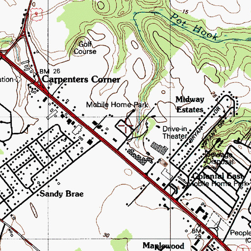 Topographic Map of Midway Park, DE