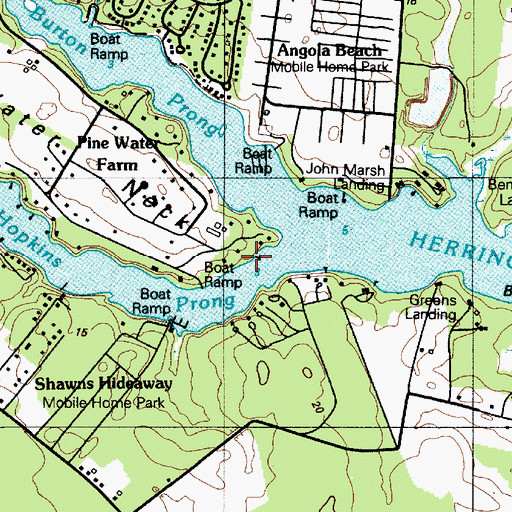 Topographic Map of Pine Water Landing, DE
