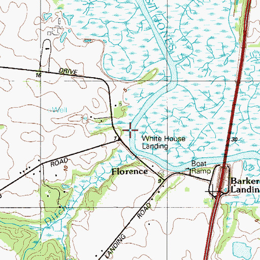 Topographic Map of White House Landing, DE