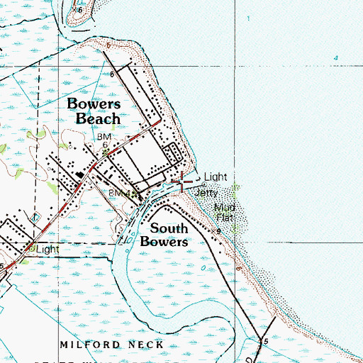 Topographic Map of Bowers Beach, DE