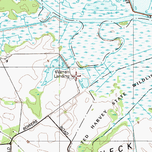 Topographic Map of Warren Landing, DE